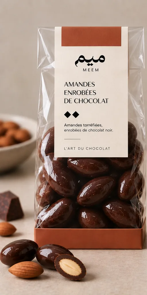 Amandes enrobées, Amandes torréfiées, enrobées de chocolat noir