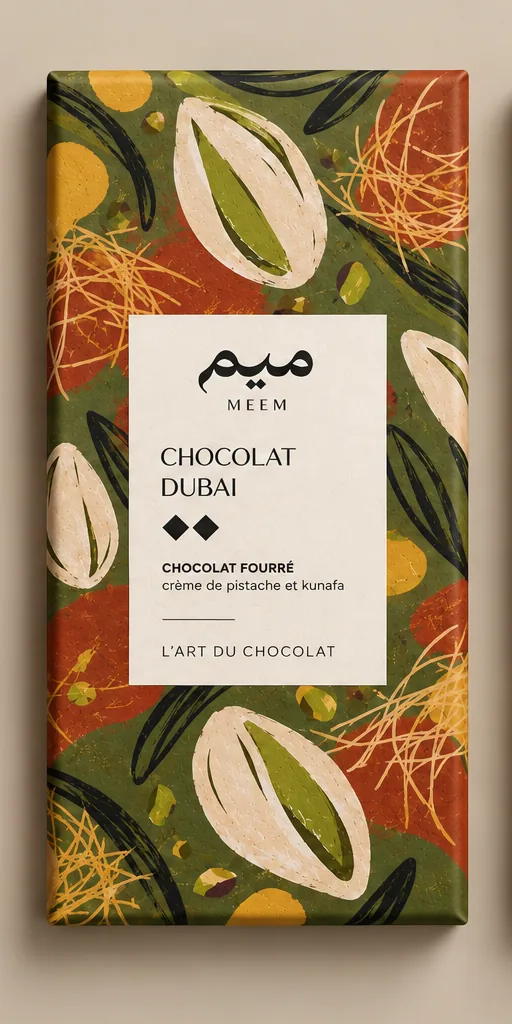 Chocolat Dubai, Crème de pistache et kunafa